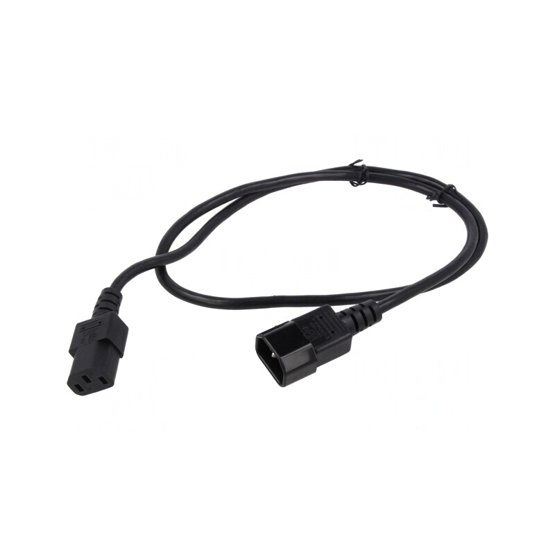 Cablu Alimentare IEC C13 Mamă la IEC C14 Tată 1m Negru 3x1mm2 | Electronic-mag.ro | Componente Electronice