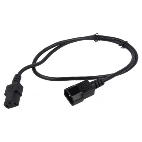 Cablu Alimentare IEC C13 Mamă la IEC C14 Tată 1m Negru 3x1mm2 | Electronic-mag.ro | Componente Electronice