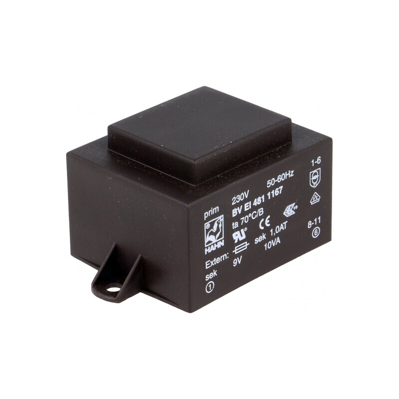Transformator încapsulat 10VA 230V 9V PCB BVEI | Electronic-mag.ro | Componente Electronice