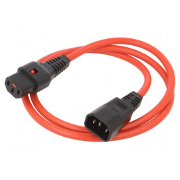 Cablu de Alimentare IEC C13 la IEC C14 cu Blocare 1m Roșu