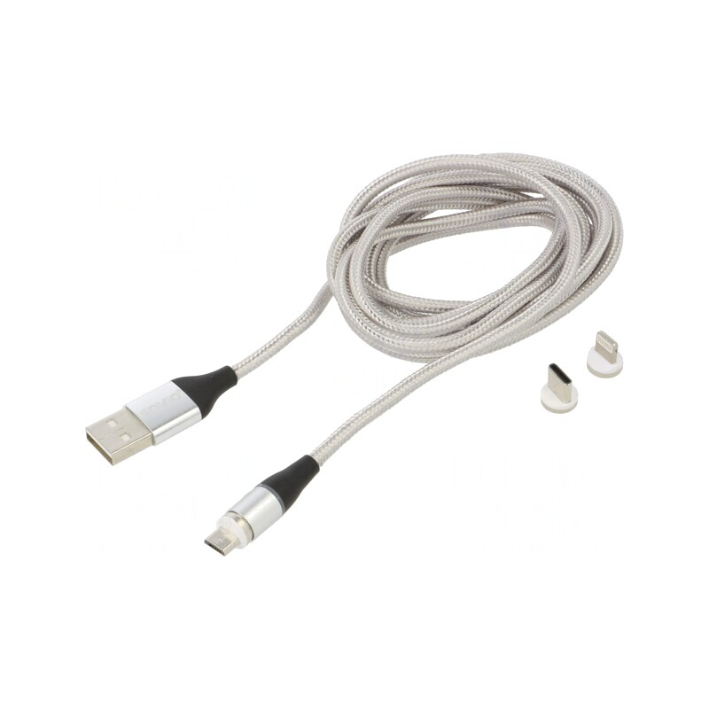 Cablu Magnetic USB 2.0 2m Gri 3A | Electronic-mag.ro | Componente Electronice