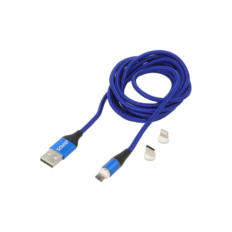Cablu Magnetic USB 2.0 2m Albastru 3A | Electronic-mag.ro | Componente Electronice