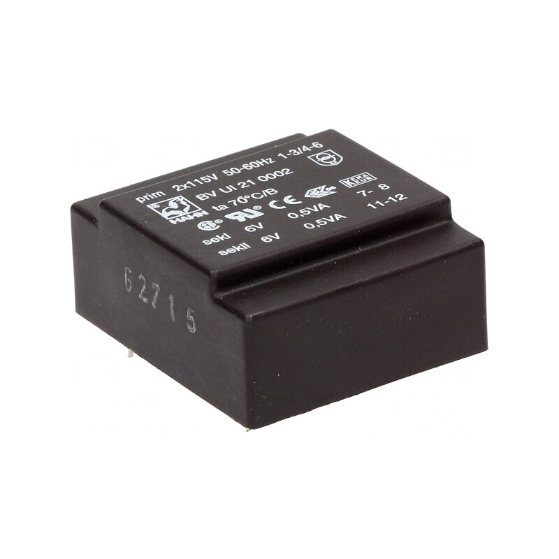 Transformator încapsulat 1VA 115V 6V PCB | Electronic-mag.ro | Componente Electronice