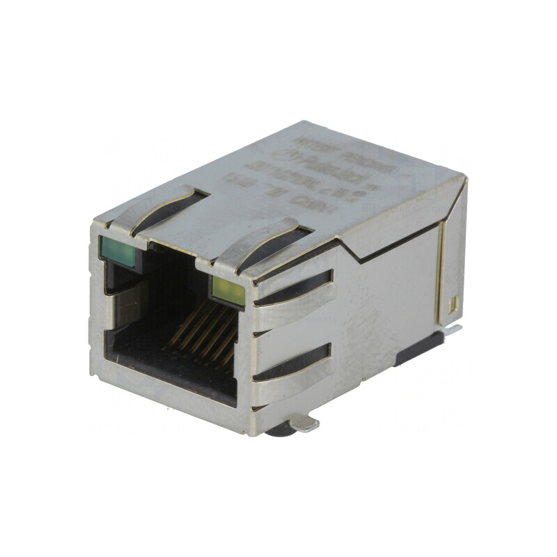 Soclu RJ45 Ecranat cu LED Aurit 8P8C | Electronic-mag.ro | Componente Electronice