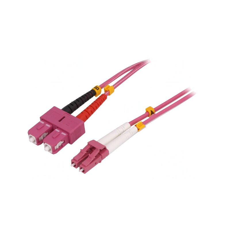 Patch cord fibră optică OM4 LC/UPC-SC/UPC 1m roz | Electronic-mag.ro | Componente Electronice