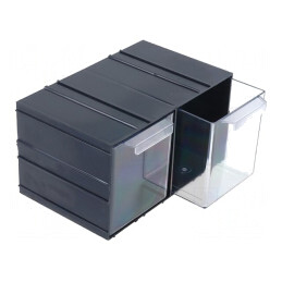 Set cu sertare; polistiren; transparentă; neagră; 230mm; 142mm