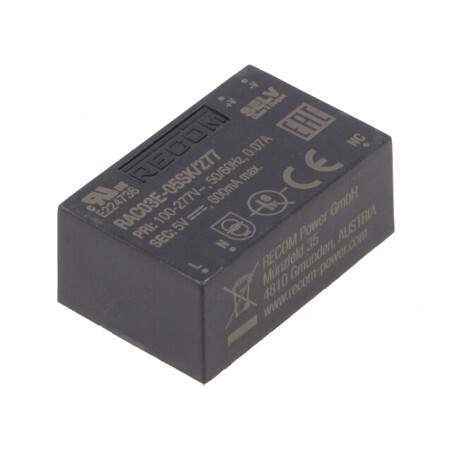 Convertor AC/DC 3W 5V 600mA PCB 4000V | Electronic-mag.ro | Componente Electronice