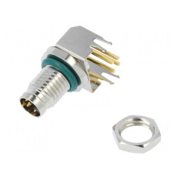 Conector M8 Tată 4-Pin 90° PCB 4A IP68 | Electronic-mag.ro | Componente Electronice