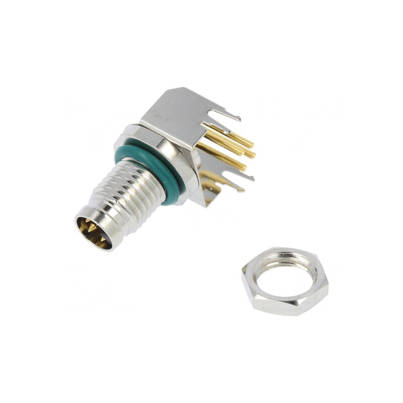 Conector M8 Tată 4-Pin 90° PCB 4A IP68 | Electronic-mag.ro | Componente Electronice
