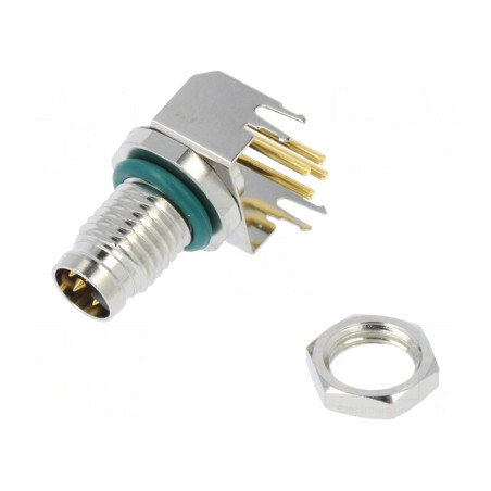 Conector M8 Tată 4-Pin 90° PCB 4A IP68 | Electronic-mag.ro | Componente Electronice