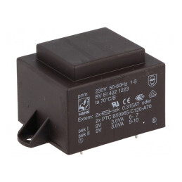 Transformator Încapsulat 6VA 230VAC 9V 334mA PCB | Electronic-mag.ro | Componente Electronice
