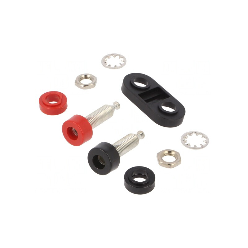 Soclu Banană 4mm 15A 2.5kV Negru Panou Duble | Electronic-mag.ro | Componente Electronice
