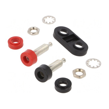 Soclu Banană 4mm 15A 2.5kV Negru Panou Duble | Electronic-mag.ro | Componente Electronice