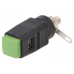 Clemă de laborator verde 70VDC 16A nichelată | Electronic-mag.ro | Componente Electronice