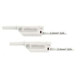 Cablu de măsurare 32A mufă banană 4 mm albă | Electronic-mag.ro | Componente Electronice