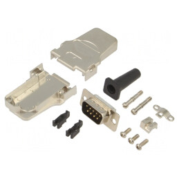 Conector D-Sub 9 PIN Tată Lipire pe Cablu Negru Set Complet | Electronic-mag.ro | Componente Electronice