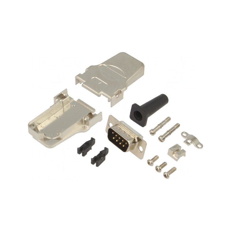 Conector D-Sub 9 PIN Tată Lipire pe Cablu Negru Set Complet | Electronic-mag.ro | Componente Electronice