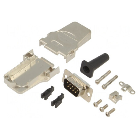 Conector D-Sub 9 PIN Tată Lipire pe Cablu Negru Set Complet | Electronic-mag.ro | Componente Electronice