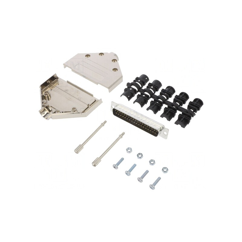 Conector D-Sub 37 pini tată drept pentru lipire pe cablu Gold Flash UNC 4-40 | Electronic-mag.ro | Componente Electronice