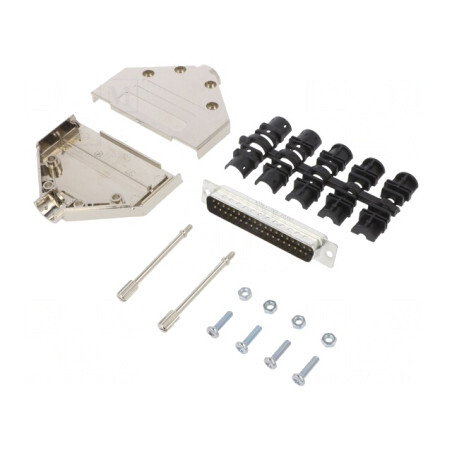 Conector D-Sub 37 pini tată drept pentru lipire pe cablu Gold Flash UNC 4-40 | Electronic-mag.ro | Componente Electronice