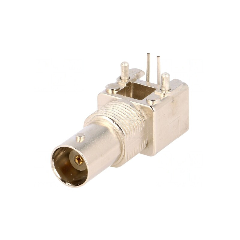 Soclu BNC mamă în unghi 50Ω THT pentru PCB cu piuliţă frontală | Electronic-mag.ro | Componente Electronice