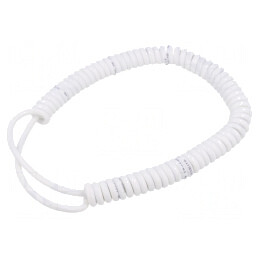 Cablu spiralat neecranat PUR alb 0,3m-1,2m 5x0,15mm2 300V