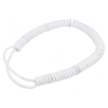 Cablu spiralat neecranat PUR alb 0,3m-1,2m 5x0,15mm2 300V | Electronic-mag.ro | Componente Electronice