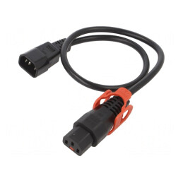 Cablu IEC C13/C14 0,5m cu Blocare | Electronic-mag.ro | Componente Electronice