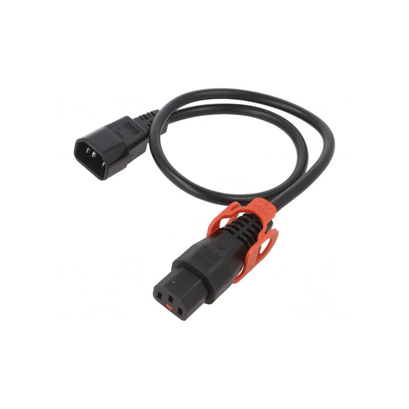 Cablu IEC C13/C14 0,5m cu Blocare | Electronic-mag.ro | Componente Electronice