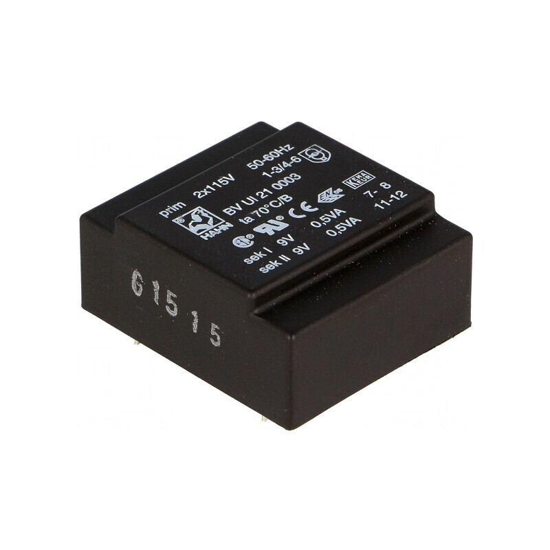 Transformator încapsulat 1VA 115VAC 9V PCB | Electronic-mag.ro | Componente Electronice