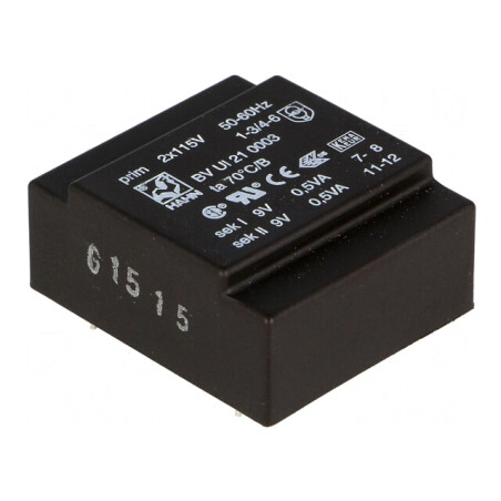 Transformator încapsulat 1VA 115VAC 9V PCB | Electronic-mag.ro | Componente Electronice