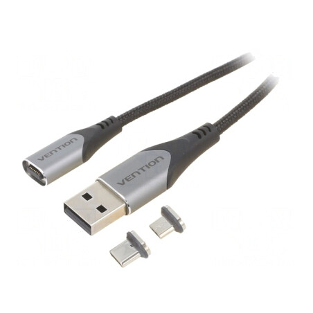 Cablu Magnetic USB 2.0 1,5m Negru 480Mbps | Electronic-mag.ro | Componente Electronice