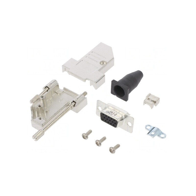 Conector D-Sub HD 15-Pin Mamă Unghi 45° Lipire Gold | Electronic-mag.ro | Componente Electronice