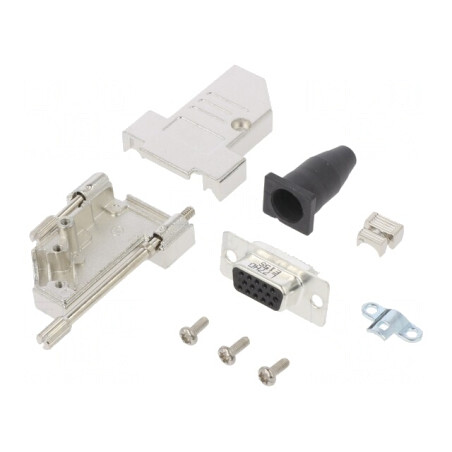 Conector D-Sub HD 15-Pin Mamă Unghi 45° Lipire Gold | Electronic-mag.ro | Componente Electronice