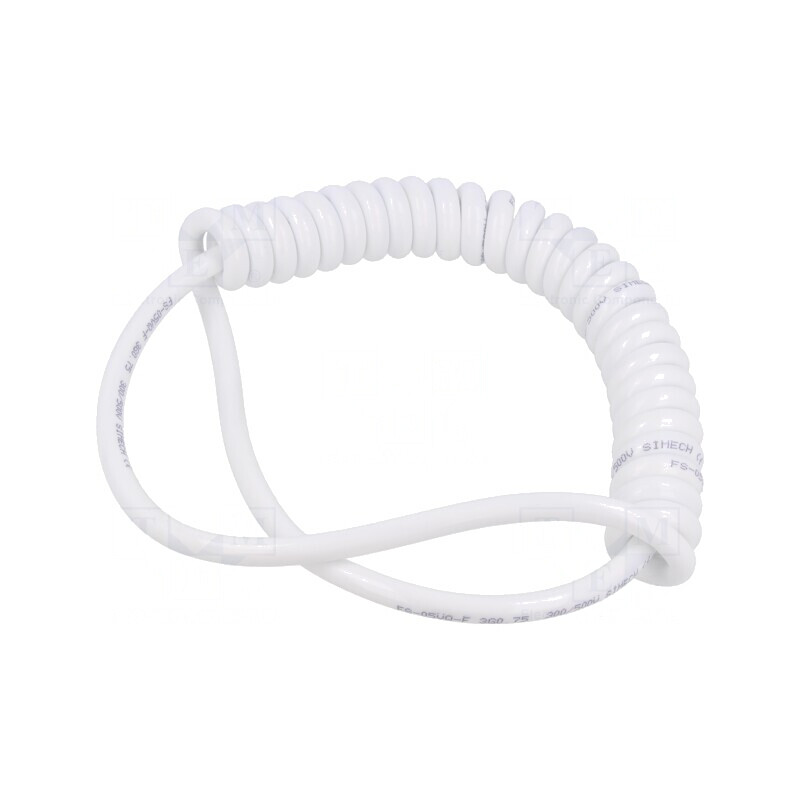 Cablu spiralat neecranat PUR alb 3G1mm2 0,2m-0,7m | Electronic-mag.ro | Componente Electronice