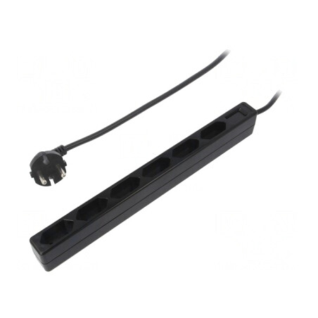 Prelungitor 6 Prize Negru 250VAC 15A | Electronic-mag.ro | Componente Electronice