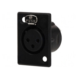 Soclu XLR Mamă 3 Pin cu Buton Negru 16A | Electronic-mag.ro | Componente Electronice