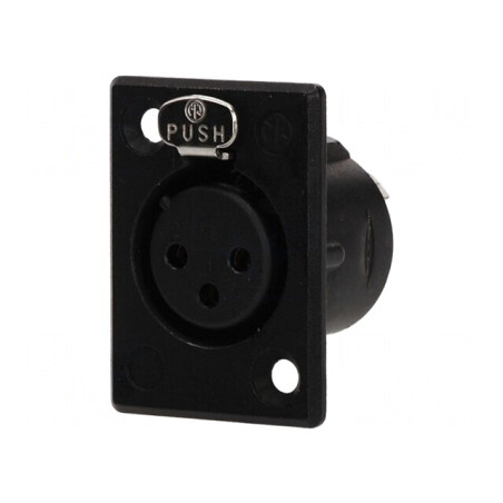 Soclu XLR Mamă 3 Pin cu Buton Negru 16A | Electronic-mag.ro | Componente Electronice