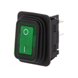 Intrerupator Balansoar Verde ON-OFF 20A 250V cu Bec 230V | Electronic-mag.ro | Componente Electronice