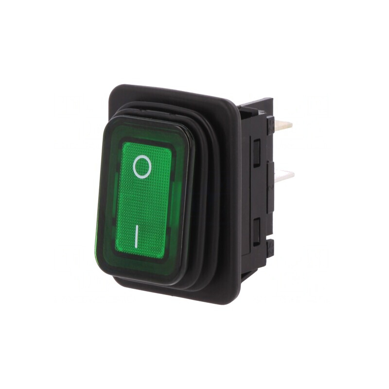 Intrerupator Balansoar Verde ON-OFF 20A 250V cu Bec 230V | Electronic-mag.ro | Componente Electronice