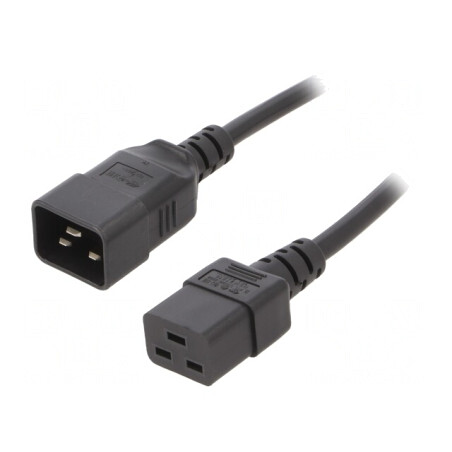 Cablu Alimentare 3m IEC C19 Mamă la IEC C20 Tată 16A Negru | Electronic-mag.ro | Componente Electronice