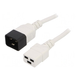 Cablu Prelungitor Alb 3m IEC C19 Mamă la IEC C20 Tată 16A 250V | Electronic-mag.ro | Componente Electronice