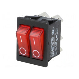 Comutator Basculant ON-OFF 16A 250V Roșu cu Lampă Neon | Electronic-mag.ro | Componente Electronice