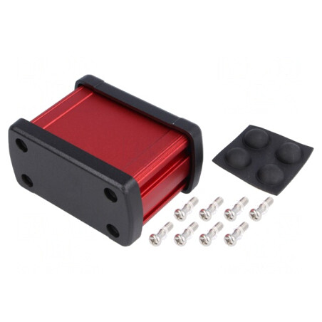 Carcasă universală aluminiu roșu 68.7mm x 49mm x 35.2mm | Electronic-mag.ro | Componente Electronice