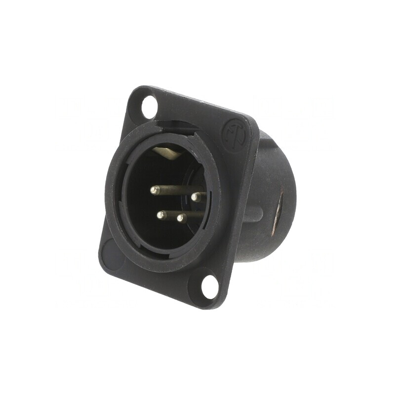 Soclu XLR 4 PIN negru 10A 19x24mm | Electronic-mag.ro | Componente Electronice