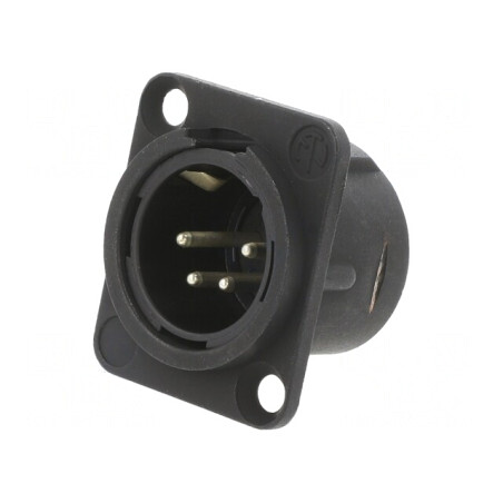Soclu XLR 4 PIN negru 10A 19x24mm | Electronic-mag.ro | Componente Electronice