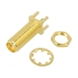 Soclu SMA mamă drept aurit 50Ω THT PTFE alamă -65÷165°C | Electronic-mag.ro | Componente Electronice