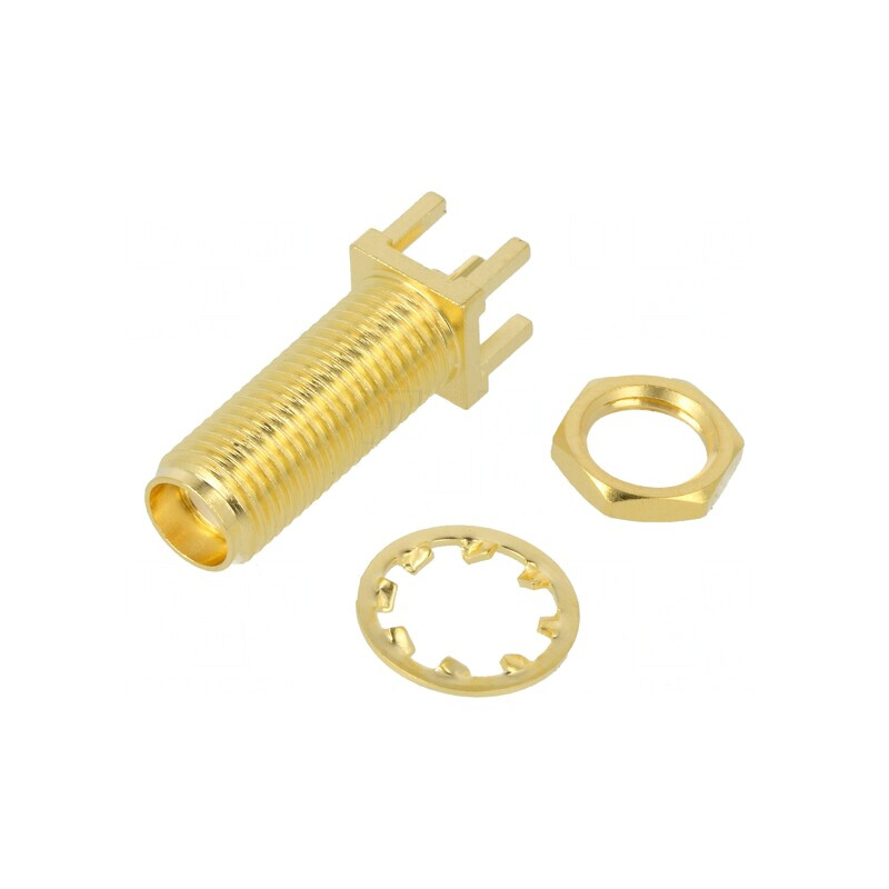 Soclu SMA mamă drept aurit 50Ω THT PTFE alamă -65÷165°C | Electronic-mag.ro | Componente Electronice