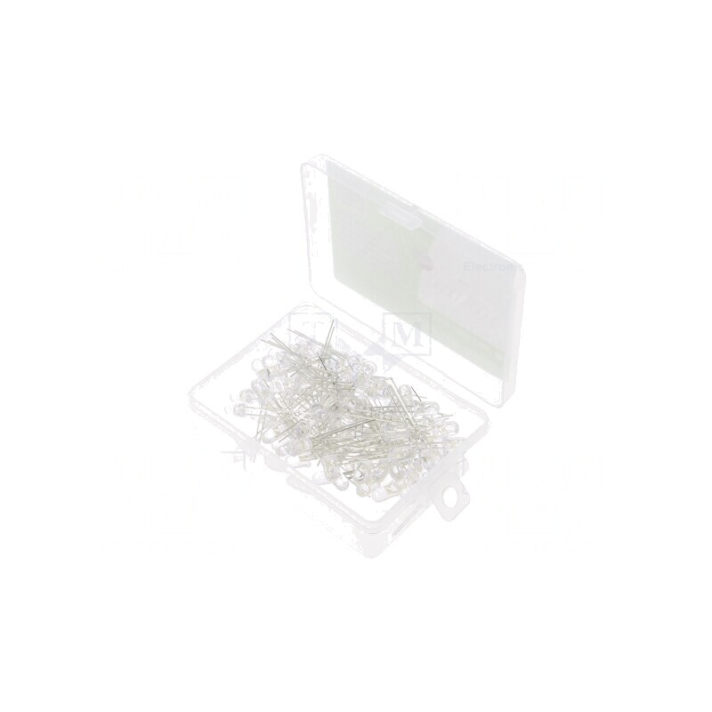 Set 100 LED-uri 5mm Alb Rece 2,7-3,4V Cutie Plastic | Electronic-mag.ro | Componente Electronice Set 100 LED-uri 5mm Alb Rece 2,7-3,4V Cutie Plastic | Electronic-mag.ro | Componente Electronice