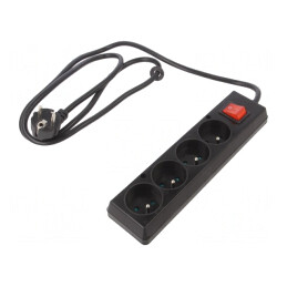 Prelungitor PVC Negru 4 Prize 1,5m 16A | Electronic-mag.ro | Componente Electronice